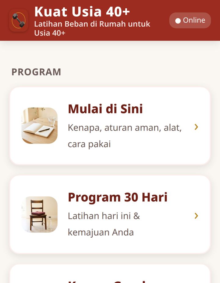 Menu utama aplikasi